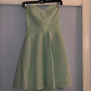 Lauren James Green Seersucker Strapless dress